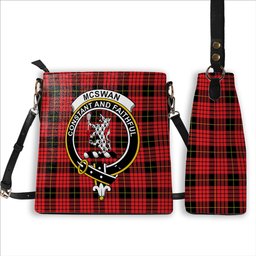 ScotsTee Shop Scottish McSwan Modern Crest Tartan Bucket Bag Ladies Shoulder Bag Midi