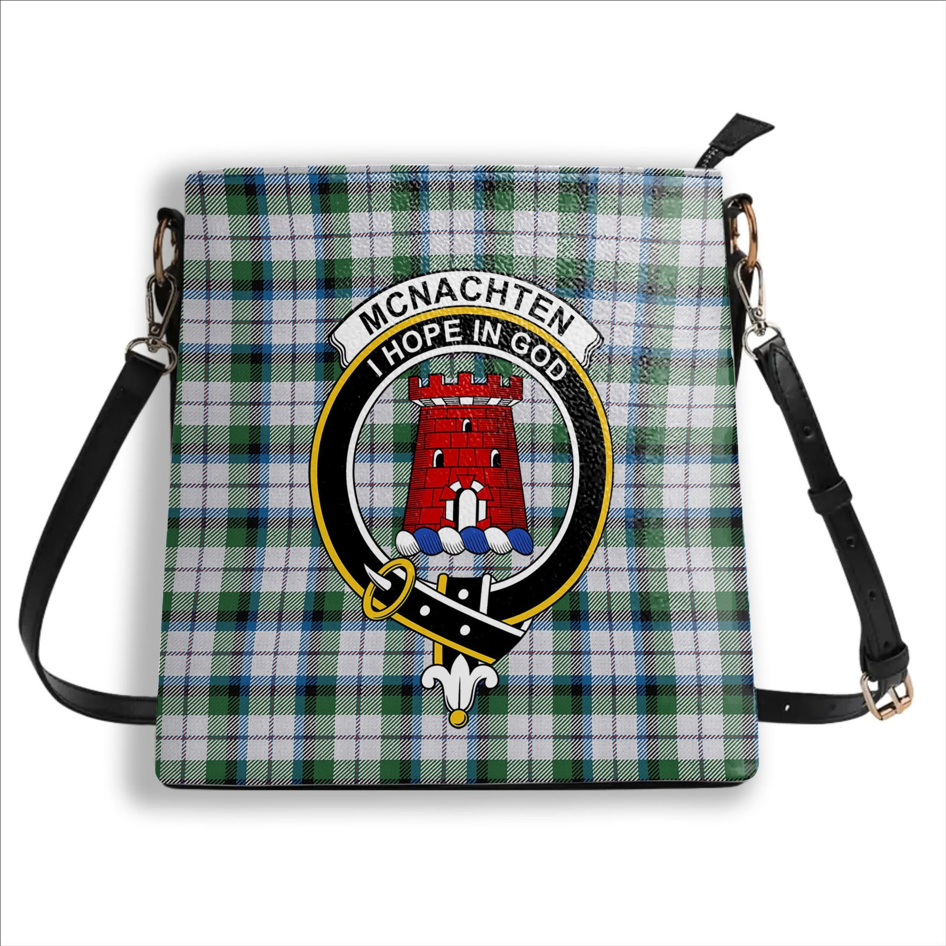 ScotsTee Shop Scottish McNachten Dress Ancient Crest Tartan Bucket Bag Ladies Shoulder Bag Midi