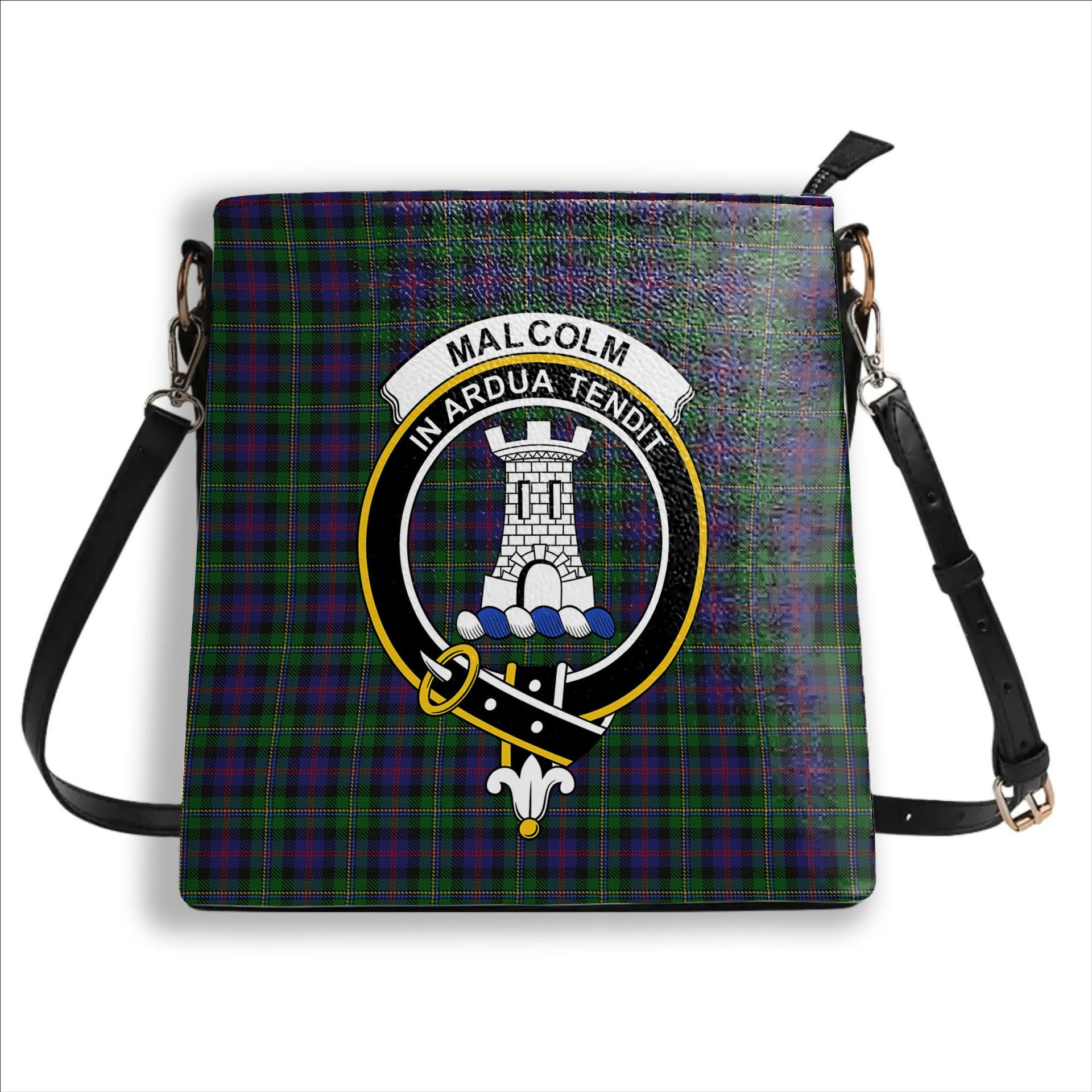 ScotsTee Shop Scottish Malcolm Crest Tartan Bucket Bag Ladies Shoulder Bag Midi