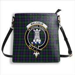 ScotsTee Shop Scottish Malcolm Crest Tartan Bucket Bag Ladies Shoulder Bag Midi