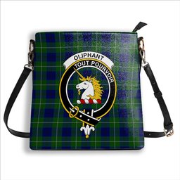 ScotsTee Shop Scottish Oliphant Modern Crest Tartan Bucket Bag Ladies Shoulder Bag Midi