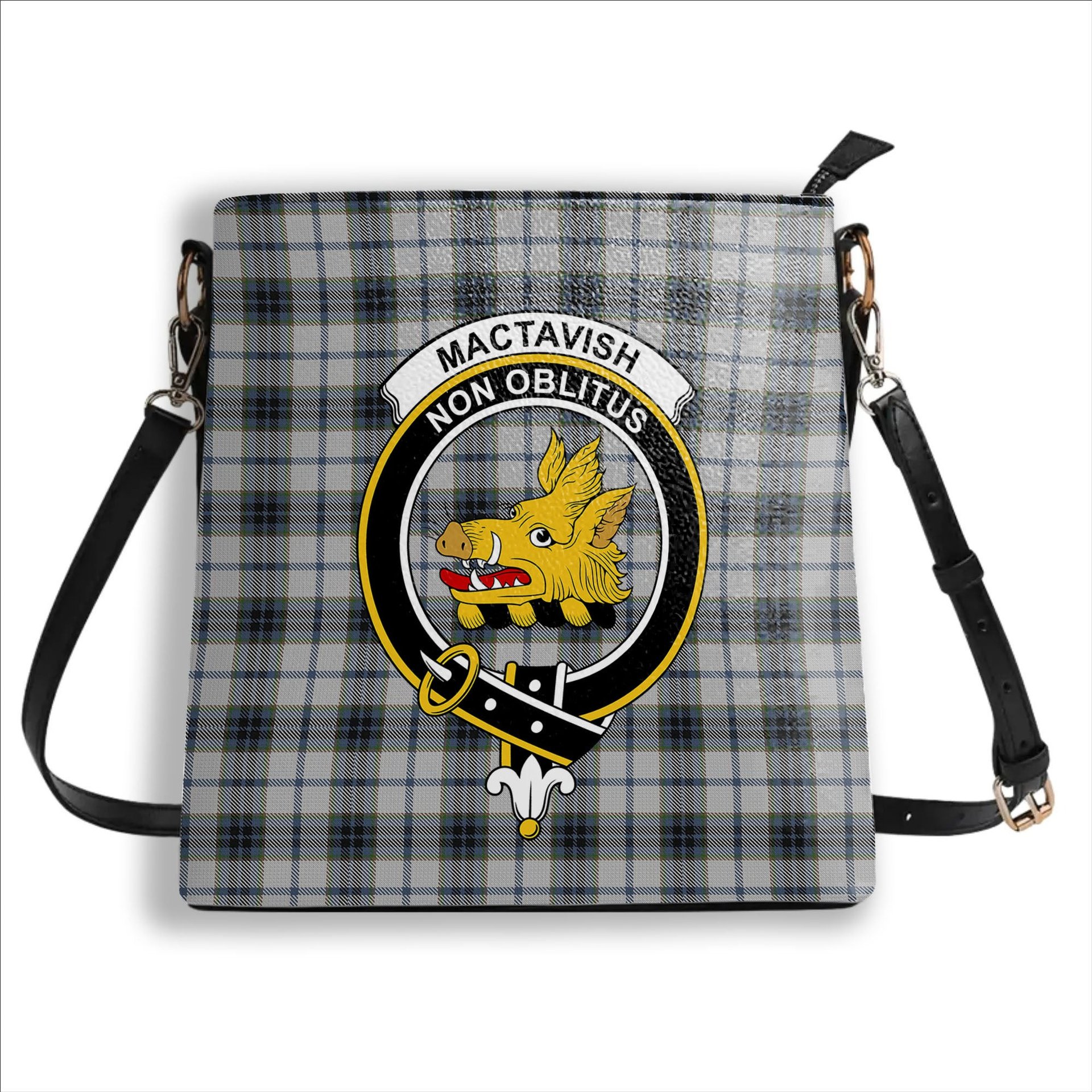ScotsTee Shop Scottish MacTavish of Dunardry Dress Crest Tartan Bucket Bag Ladies Shoulder Bag Midi