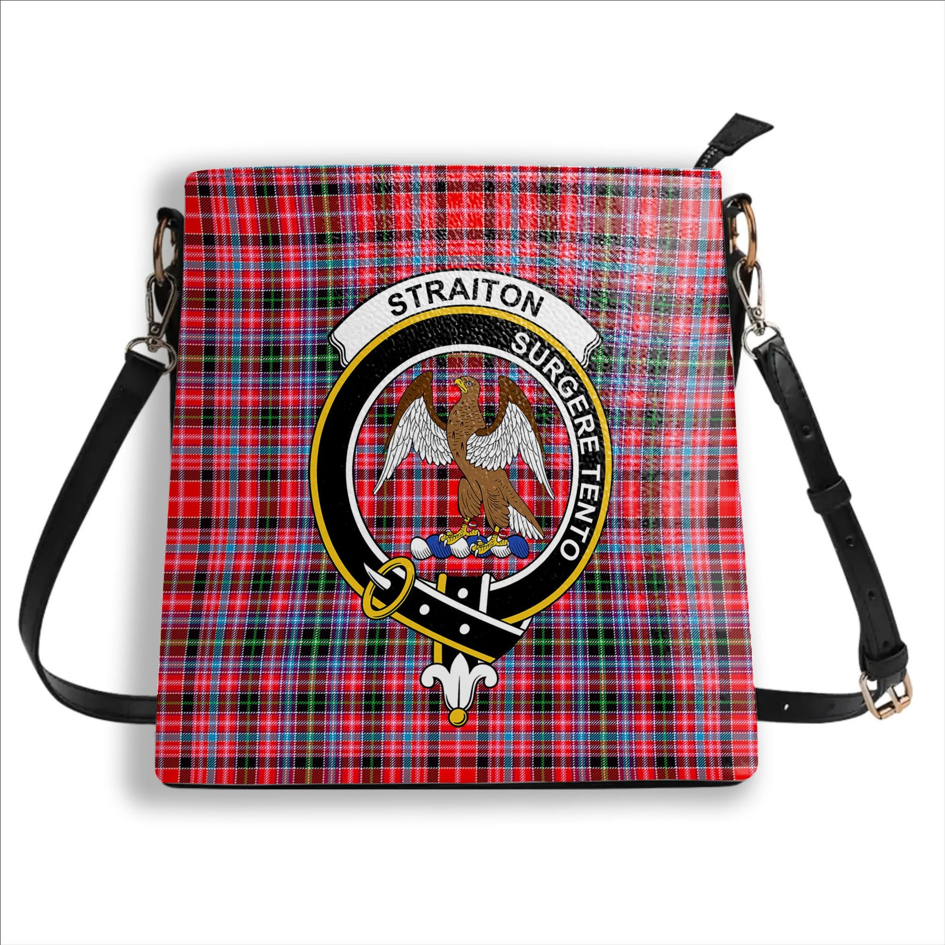 ScotsTee Shop Scottish Straiton Crest Tartan Bucket Bag Ladies Shoulder Bag Midi
