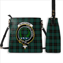 ScotsTee Shop Scottish McArthur-Fox Hunting Modern Crest Tartan Bucket Bag Ladies Shoulder Bag Midi