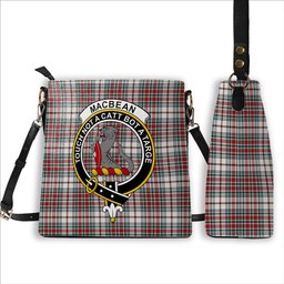 ScotsTee Shop Scottish MacBean Dress Modern Crest Tartan Bucket Bag Ladies Shoulder Bag Midi