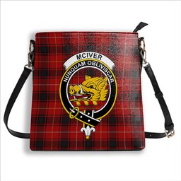 ScotsTee Shop Scottish McIver Modern Crest Tartan Bucket Bag Ladies Shoulder Bag Midi