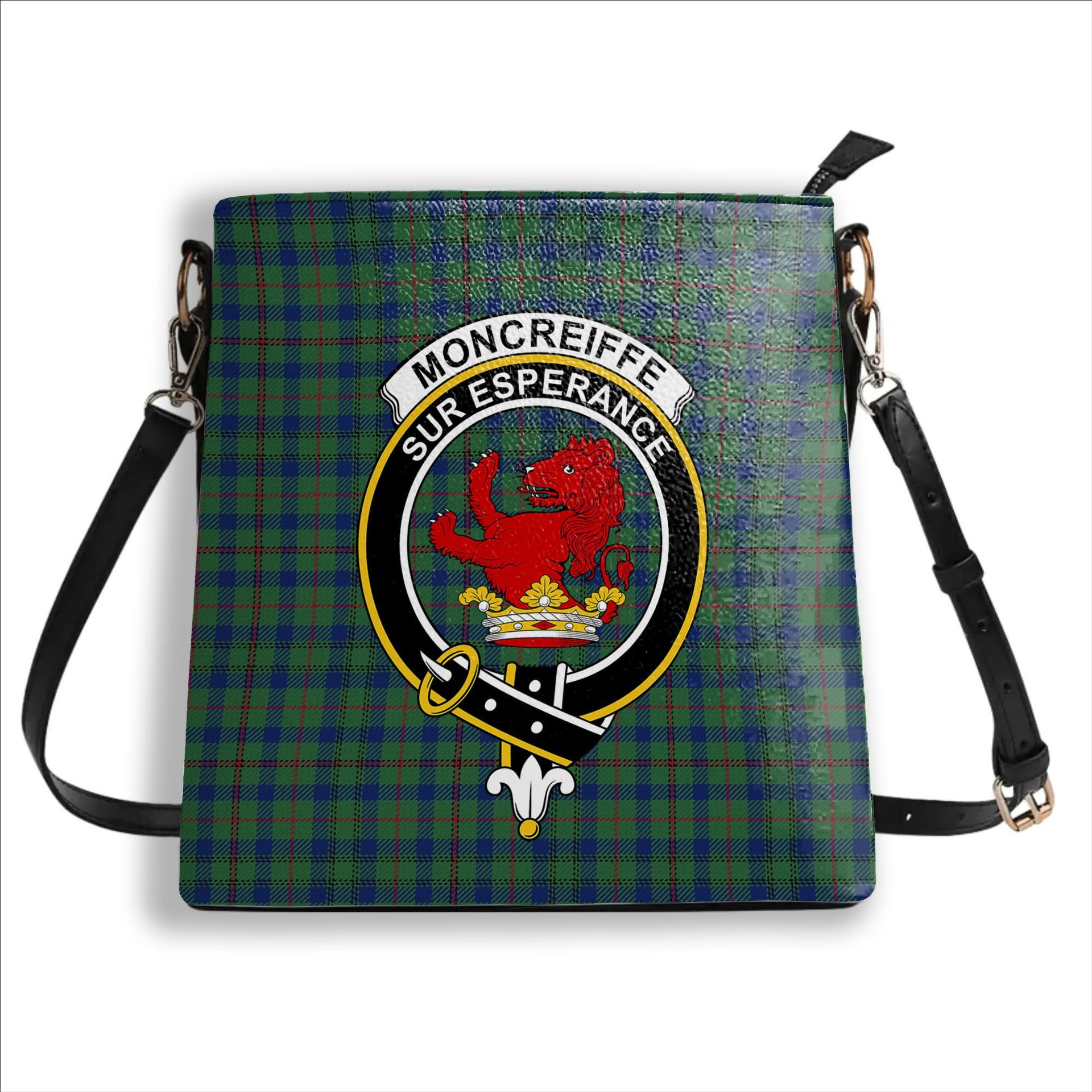 ScotsTee Shop Scottish Moncreiffe of Atholl Modern Crest Tartan Bucket Bag Ladies Shoulder Bag Midi