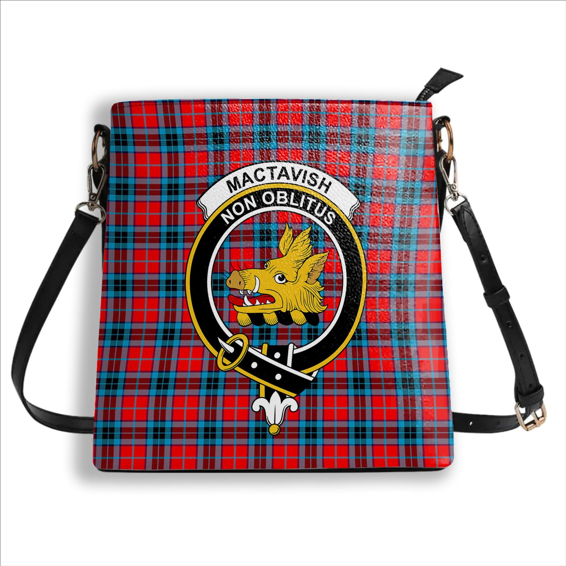 ScotsTee Shop Scottish MacTavish Modern Crest Tartan Bucket Bag Ladies Shoulder Bag Midi