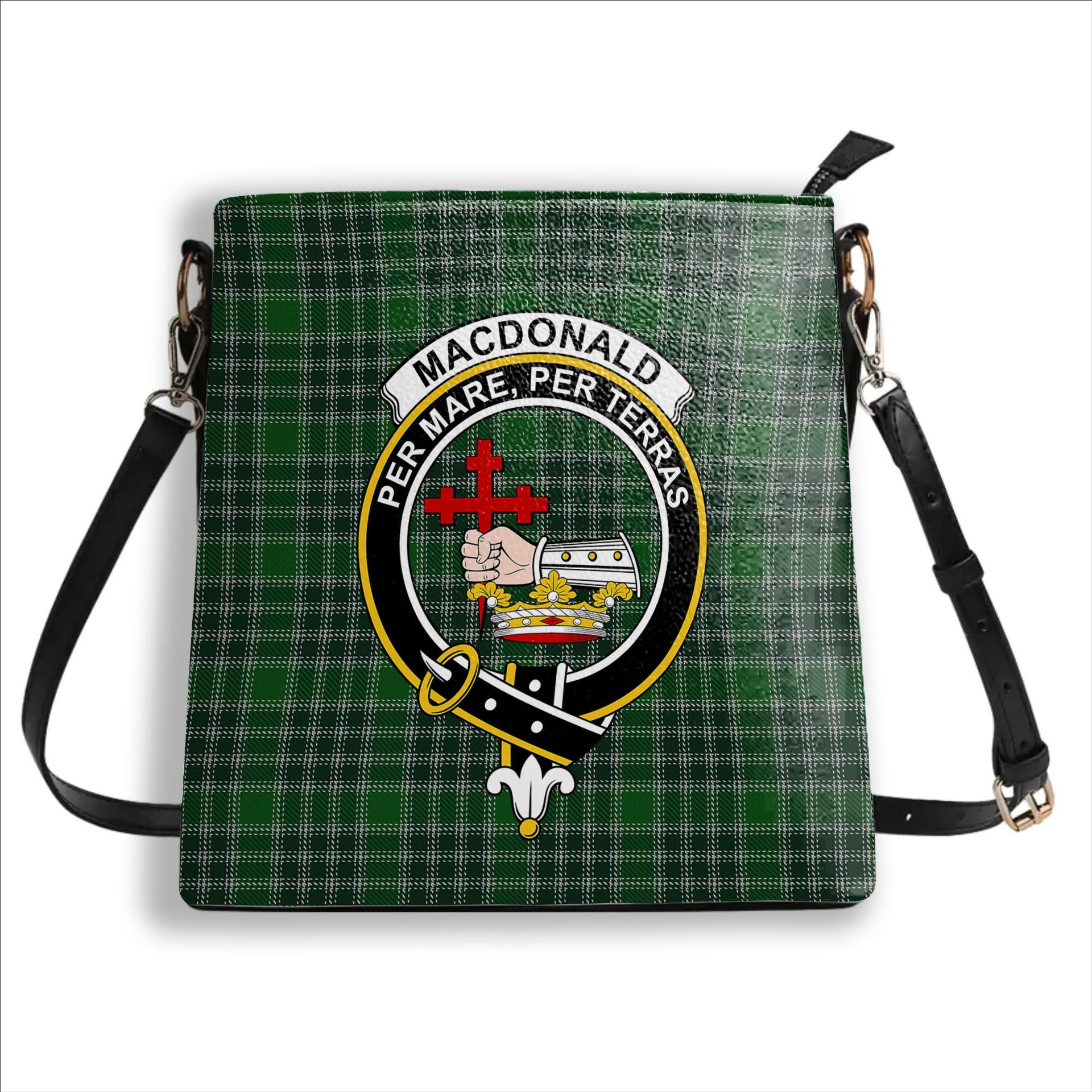 ScotsTee Shop Scottish MacDonald Lord of the Isles Hunting Crest Tartan Bucket Bag Ladies Shoulder Bag Midi
