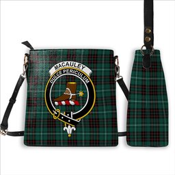 ScotsTee Shop Scottish MacAuley of Lewis Modern Crest Tartan Bucket Bag Ladies Shoulder Bag Midi