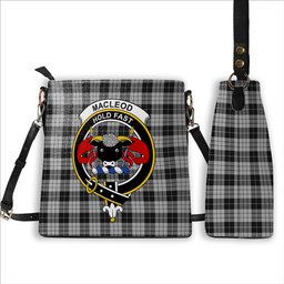ScotsTee Shop Scottish MacLeod Black and White Crest Tartan Bucket Bag Ladies Shoulder Bag Midi