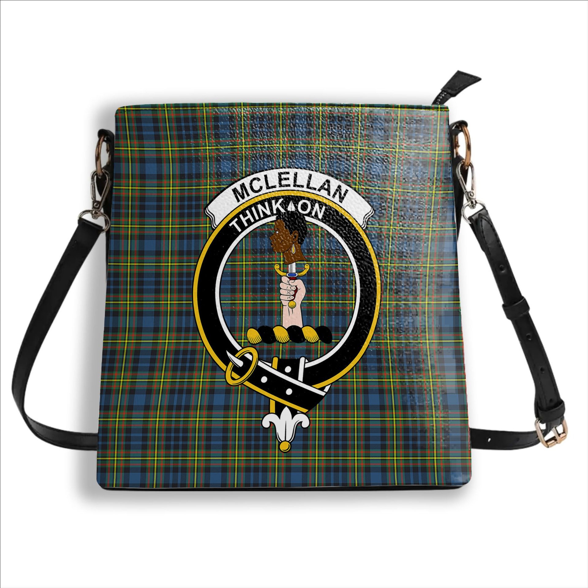 ScotsTee Shop Scottish McLellan Ancient Crest Tartan Bucket Bag Ladies Shoulder Bag Midi