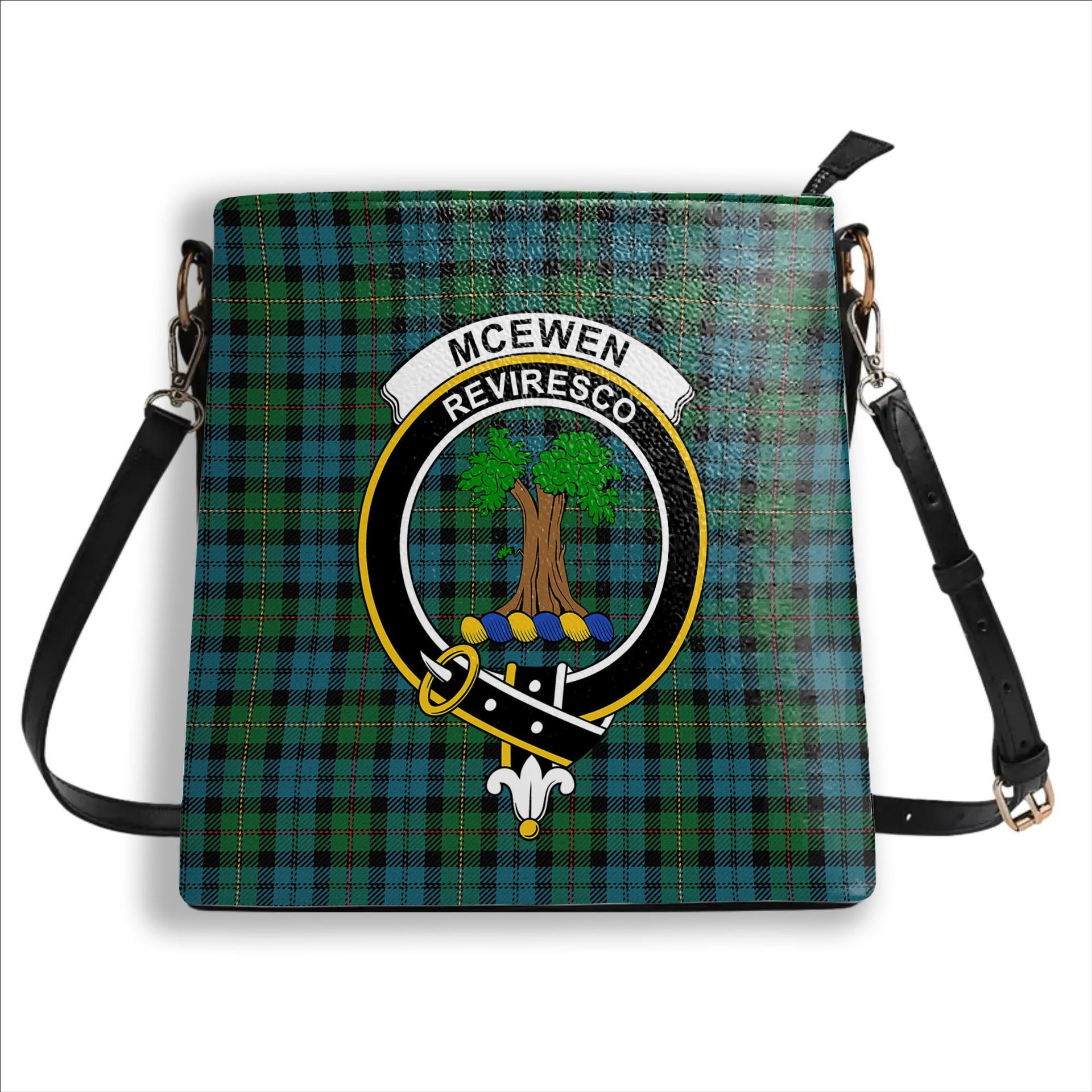 ScotsTee Shop Scottish McEwen Ancient Crest Tartan Bucket Bag Ladies Shoulder Bag Midi