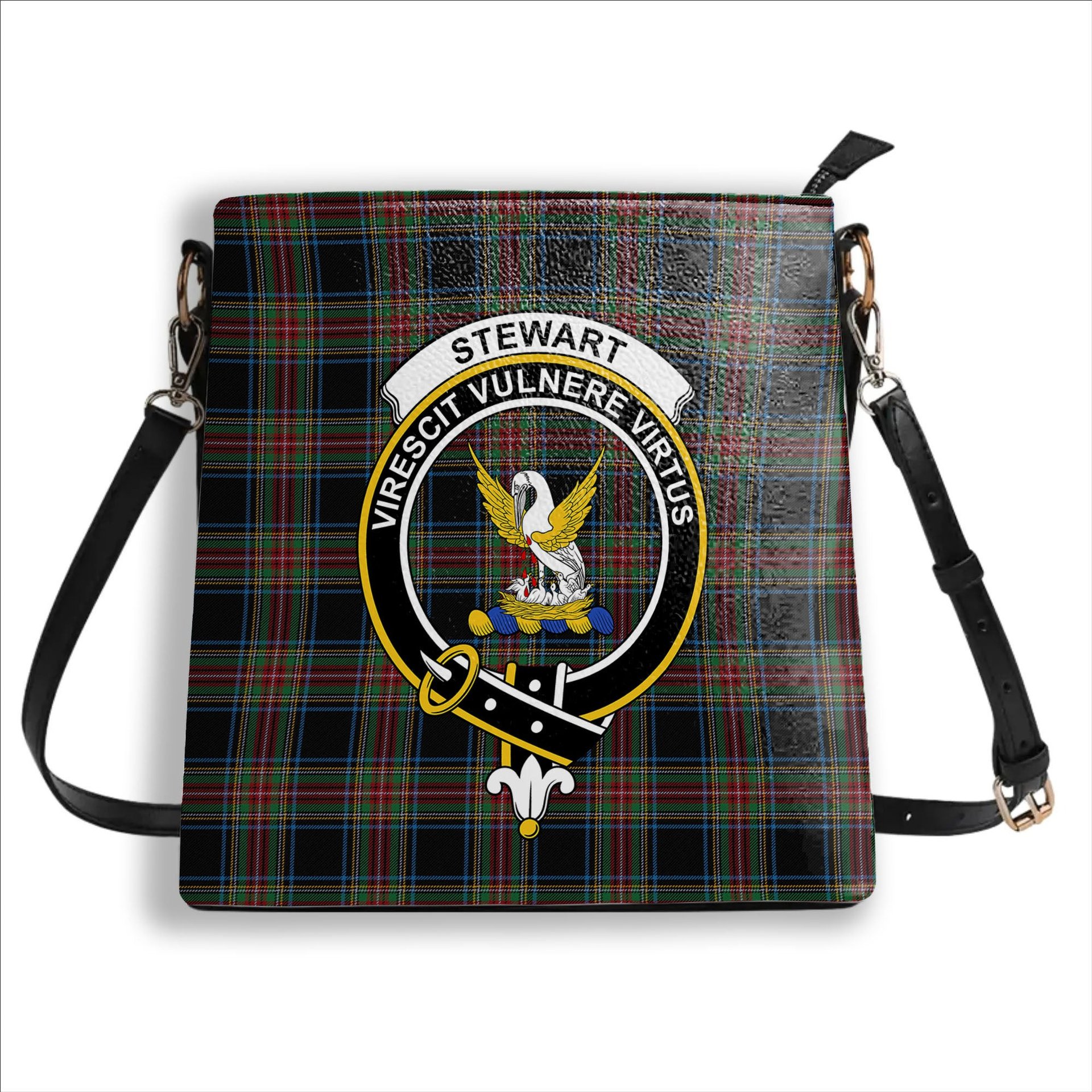 ScotsTee Shop Scottish Stewart Black Ancient Crest Tartan Bucket Bag Ladies Shoulder Bag Midi
