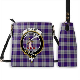 ScotsTee Shop Scottish MacRae Dress Purple 1 Crest Tartan Bucket Bag Ladies Shoulder Bag Midi
