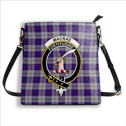 ScotsTee Shop Scottish MacRae Dress Purple 1 Crest Tartan Bucket Bag Ladies Shoulder Bag Midi