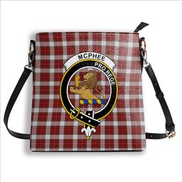 ScotsTee Shop Scottish McPhee Dress Ancient Crest Tartan Bucket Bag Ladies Shoulder Bag Midi