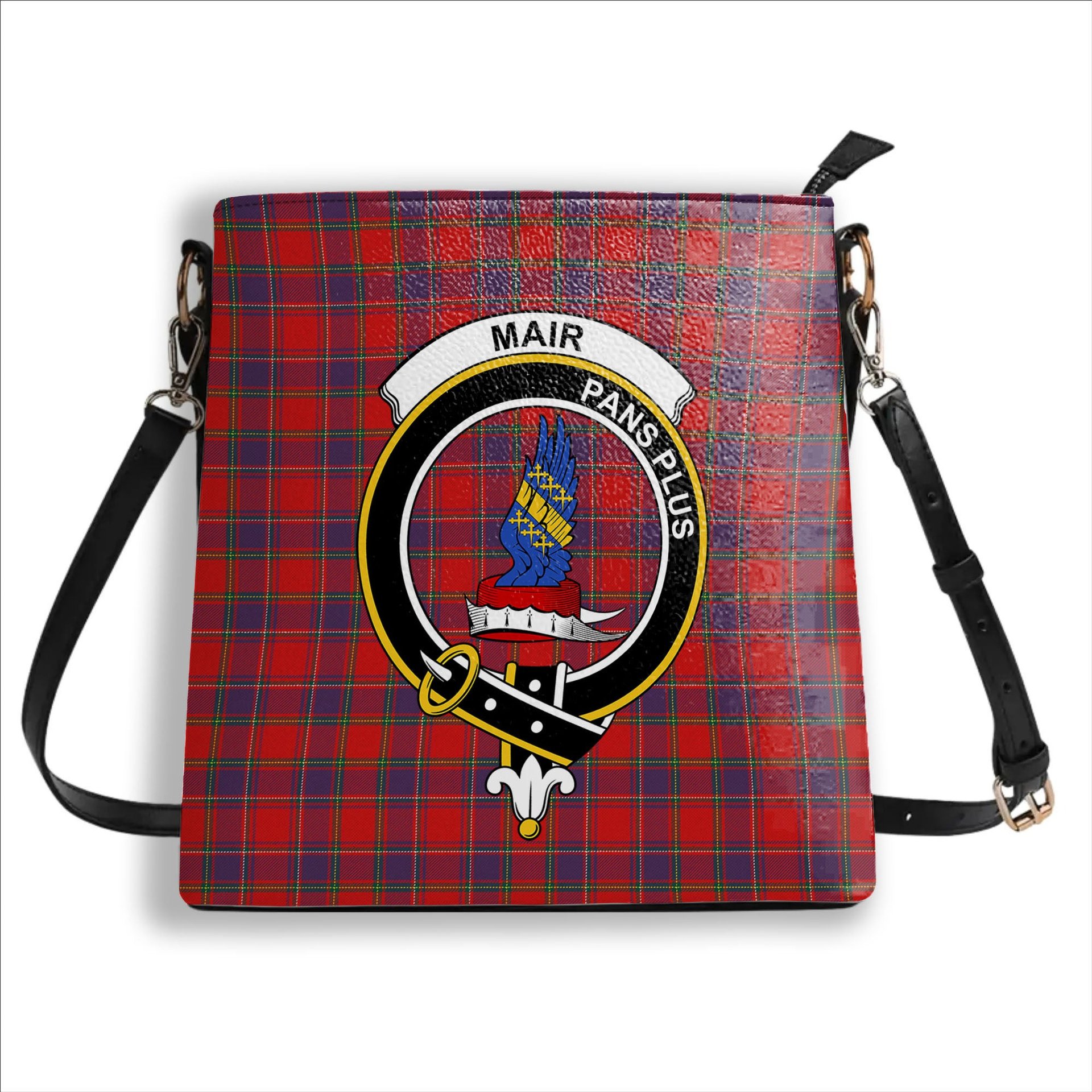 ScotsTee Shop Scottish Mair Modern Clan Crest Tartan Bucket Bag Ladies Shoulder Bag Midi