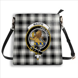ScotsTee Shop Scottish MacFie Black & White Modern Crest Tartan Bucket Bag Ladies Shoulder Bag Midi