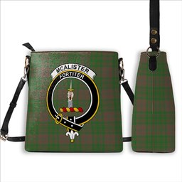 ScotsTee Shop Scottish McAlister of Glenbarr Hunting Ancient Crest Tartan Bucket Bag Ladies Shoulder Bag Midi