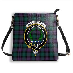 ScotsTee Shop Scottish MacArthur of Milton Modern Crest Tartan Bucket Bag Ladies Shoulder Bag Midi