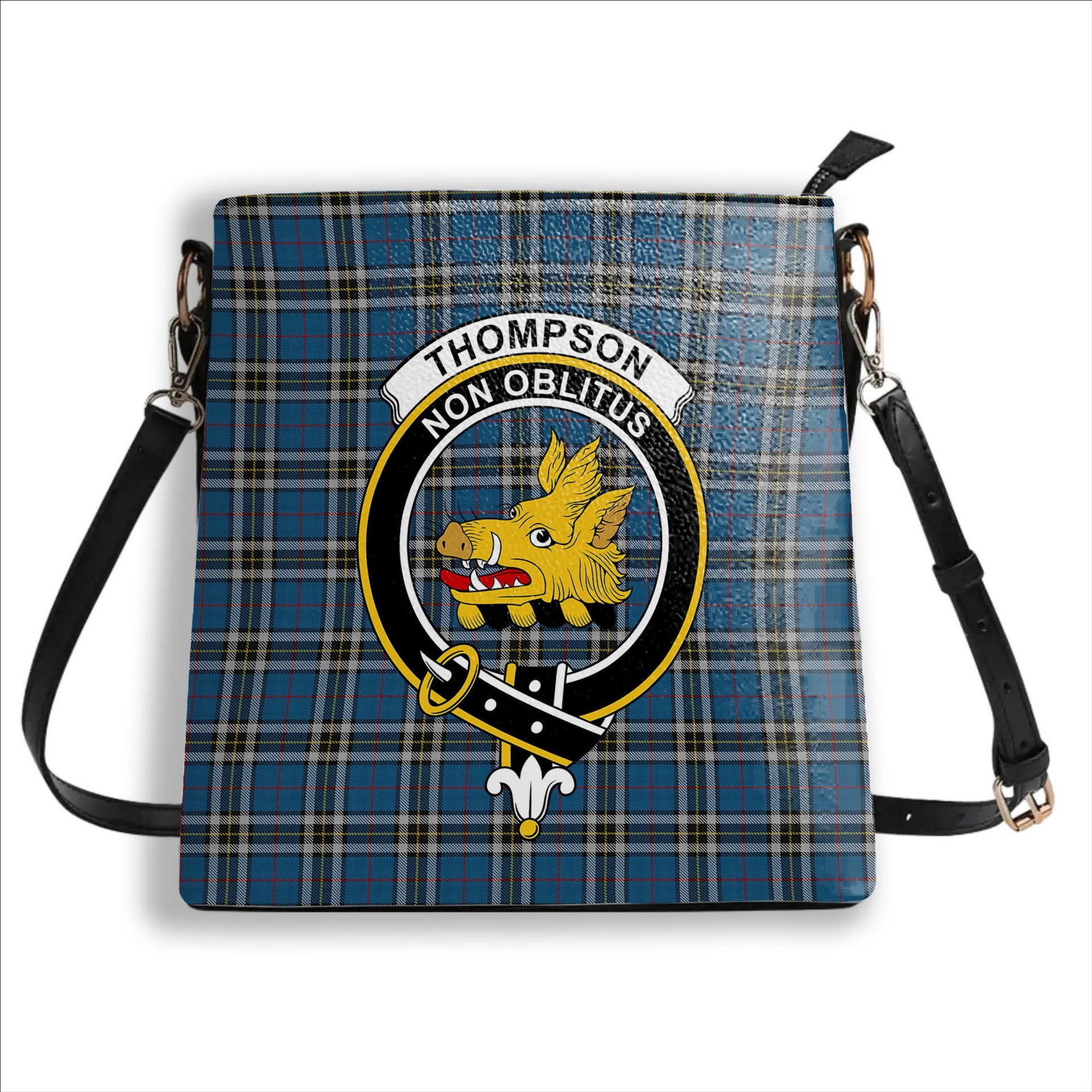 ScotsTee Shop Scottish Thompson Society Dress Blue Crest Tartan Bucket Bag Ladies Shoulder Bag Midi