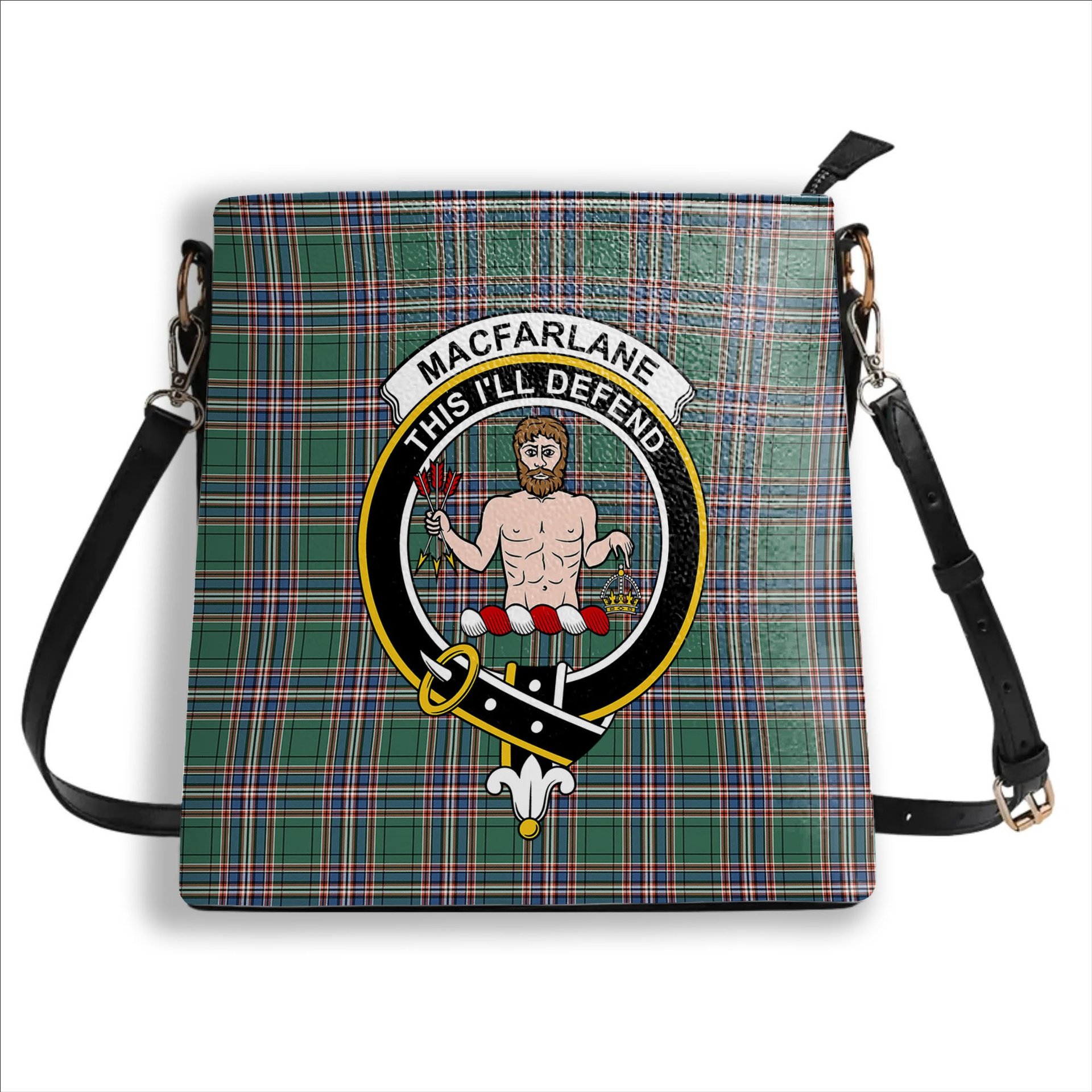 ScotsTee Shop Scottish MacFarlane Hunting Ancient Crest Tartan Bucket Bag Ladies Shoulder Bag Midi