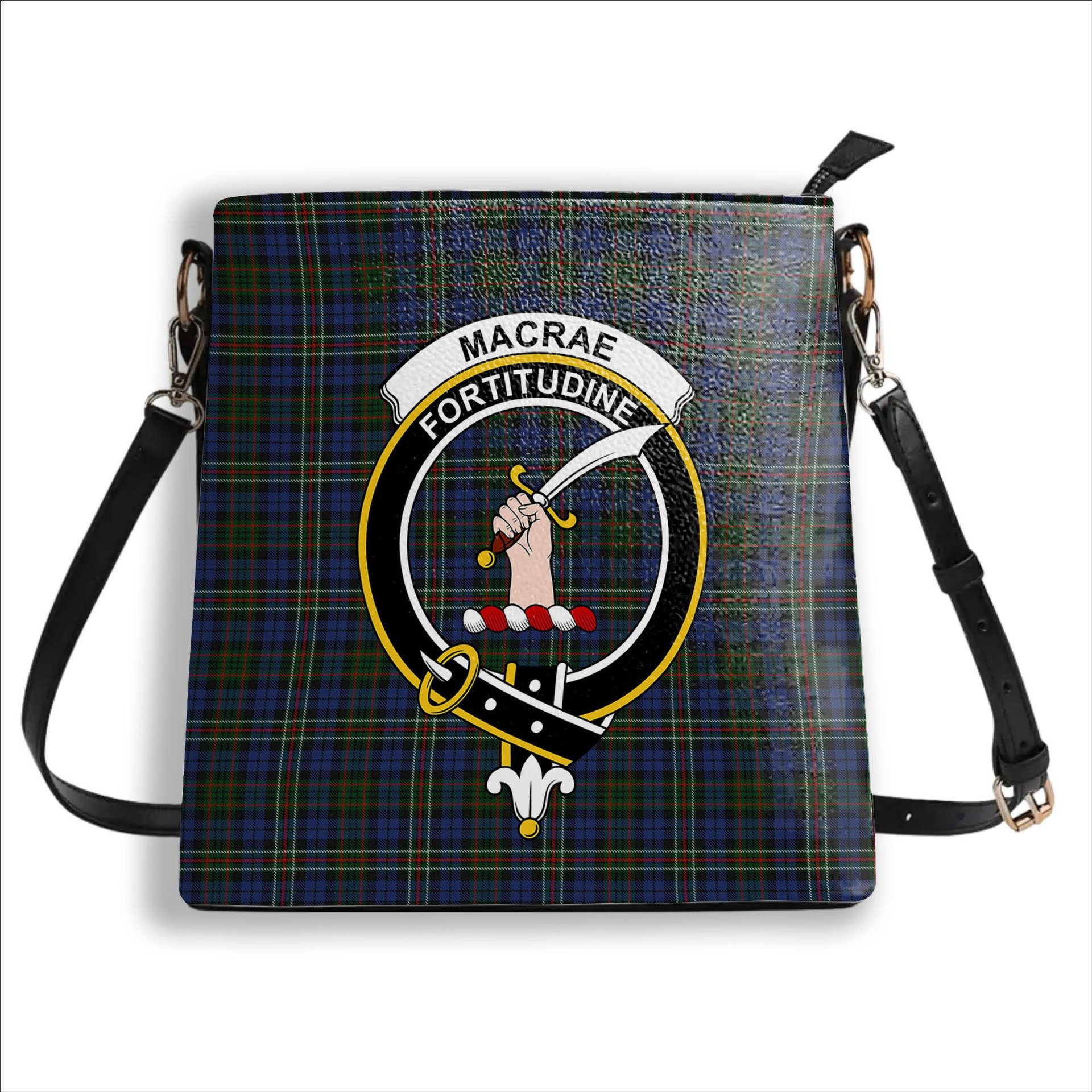 ScotsTee Shop Scottish MacRae Hunting 4 Crest Tartan Bucket Bag Ladies Shoulder Bag Midi