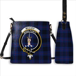ScotsTee Shop Scottish McCoy Blue Crest Tartan Bucket Bag Ladies Shoulder Bag Midi