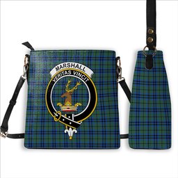 ScotsTee Shop Scottish Marshall 2 Crest Tartan Bucket Bag Ladies Shoulder Bag Midi