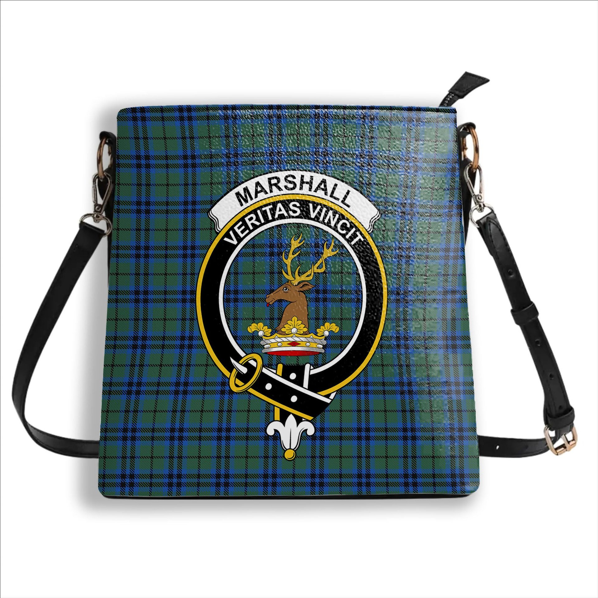 ScotsTee Shop Scottish Marshall 2 Crest Tartan Bucket Bag Ladies Shoulder Bag Midi