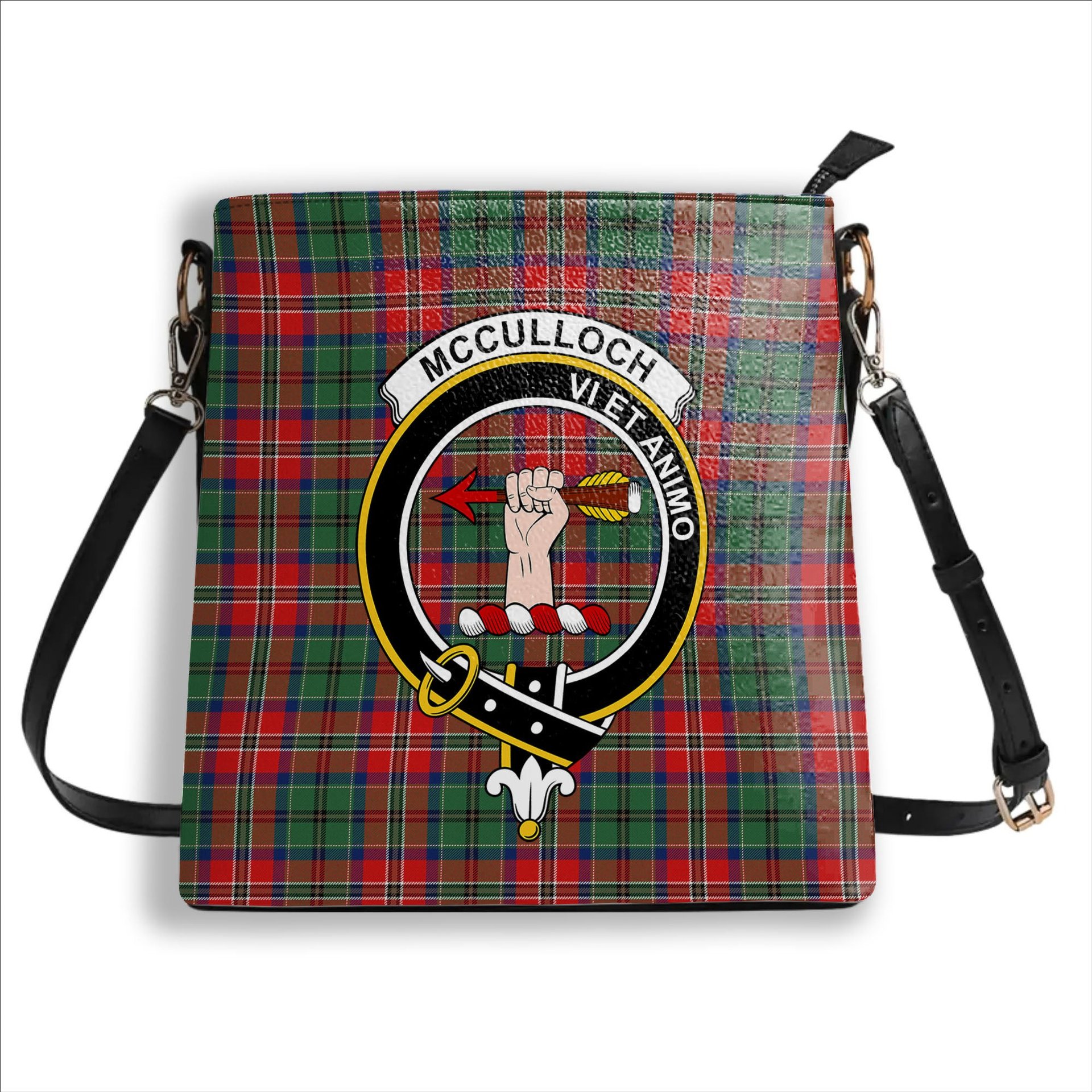 ScotsTee Shop Scottish McCulloch Modern Crest Tartan Bucket Bag Ladies Shoulder Bag Midi