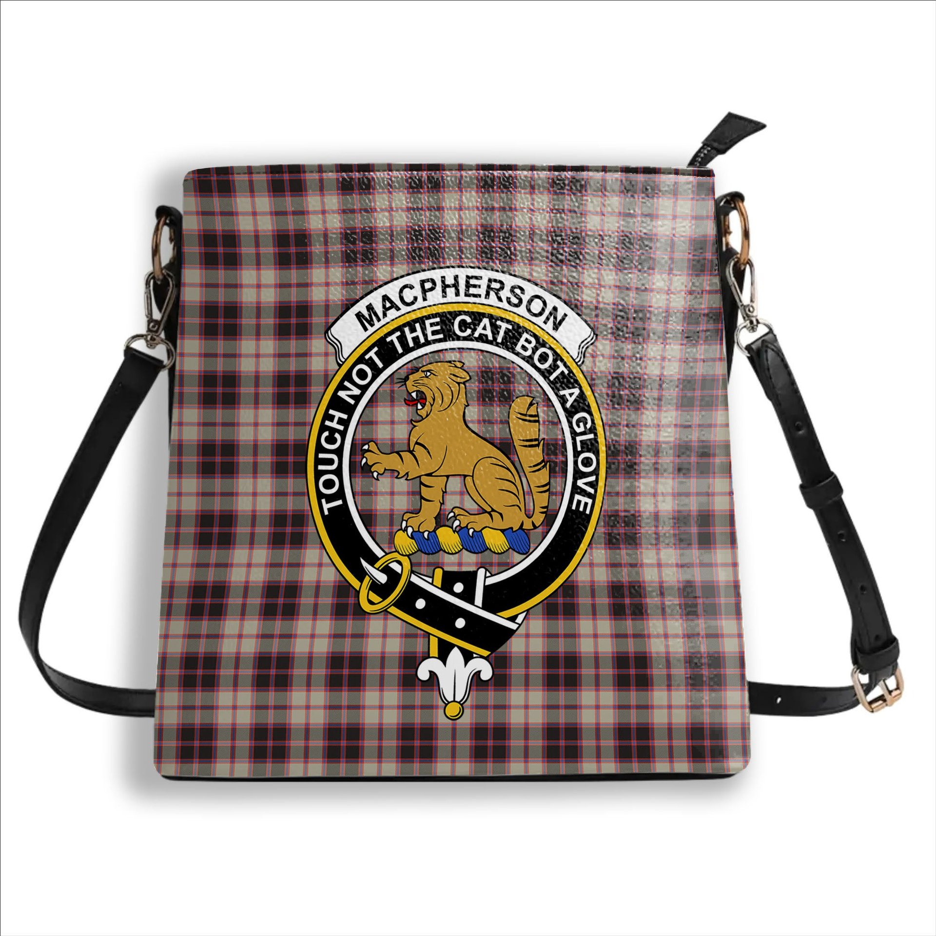 ScotsTee Shop Scottish MacPherson Hunting Ancient Crest Tartan Bucket Bag Ladies Shoulder Bag Midi