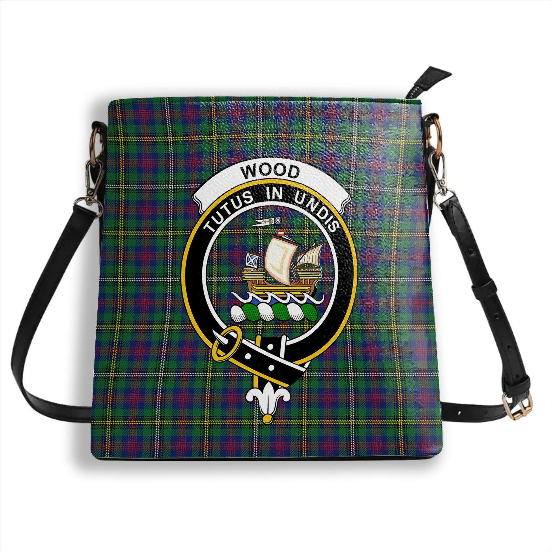 ScotsTee Shop Scottish Wood Modern Crest Tartan Bucket Bag Ladies Shoulder Bag Midi
