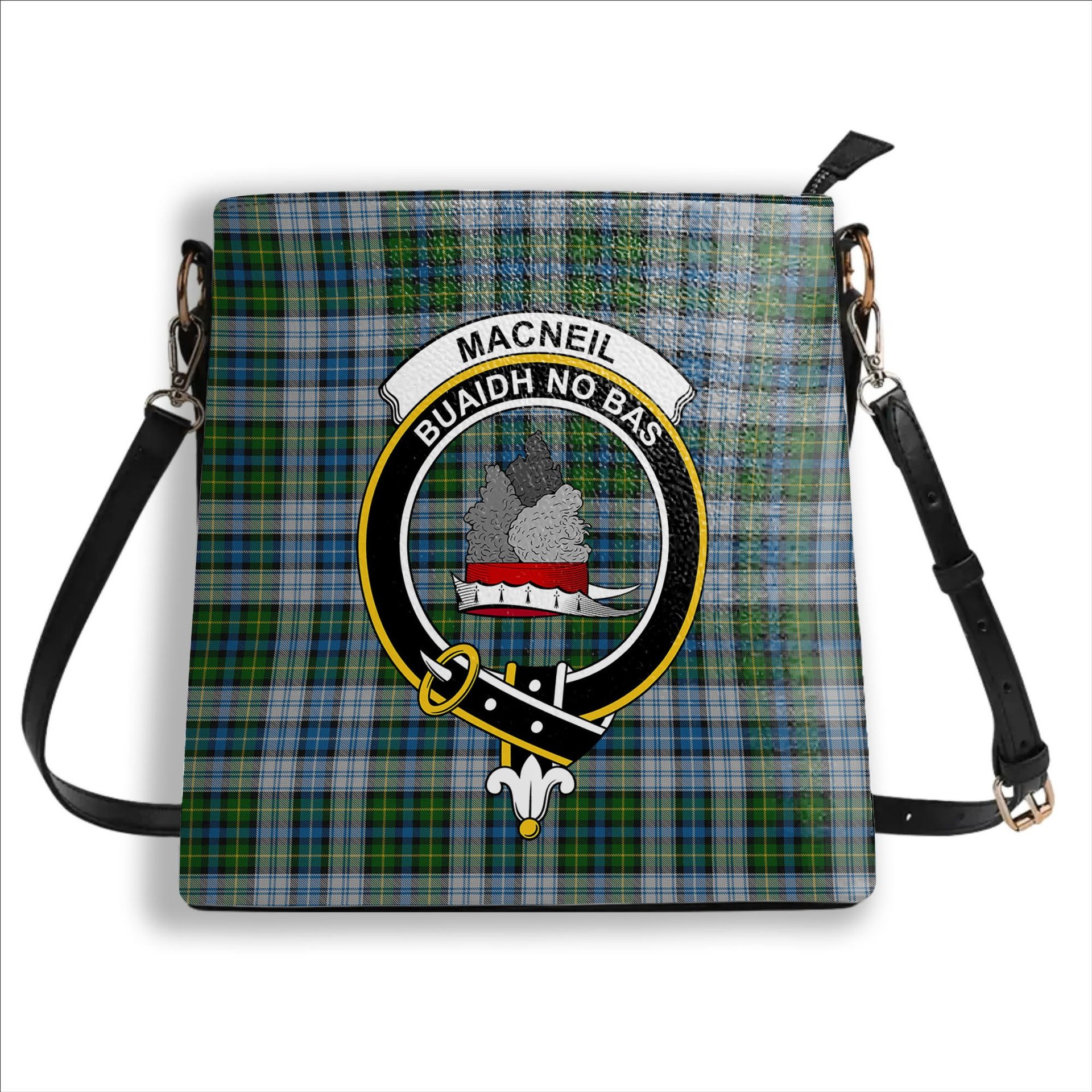 ScotsTee Shop Scottish MacNeil Dress Crest Tartan Bucket Bag Ladies Shoulder Bag Midi