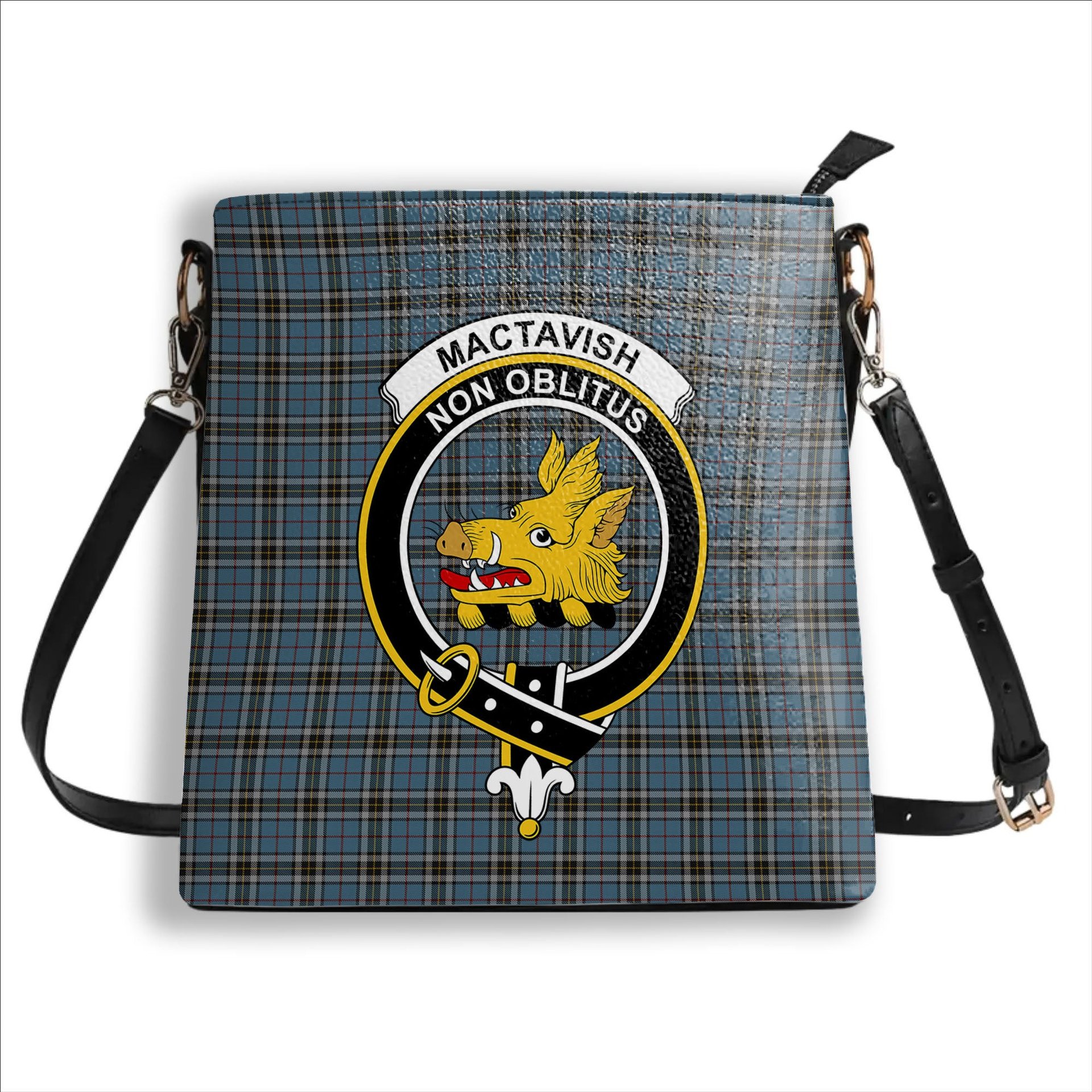 ScotsTee Shop Scottish MacTavish Dress Crest Tartan Bucket Bag Ladies Shoulder Bag Midi