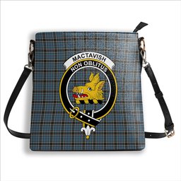 ScotsTee Shop Scottish MacTavish Dress Crest Tartan Bucket Bag Ladies Shoulder Bag Midi