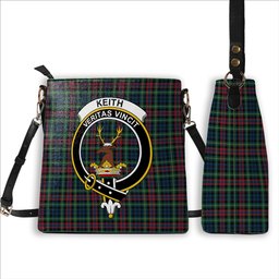 ScotsTee Shop Scottish Keith District Modern Crest Tartan Bucket Bag Ladies Shoulder Bag Midi