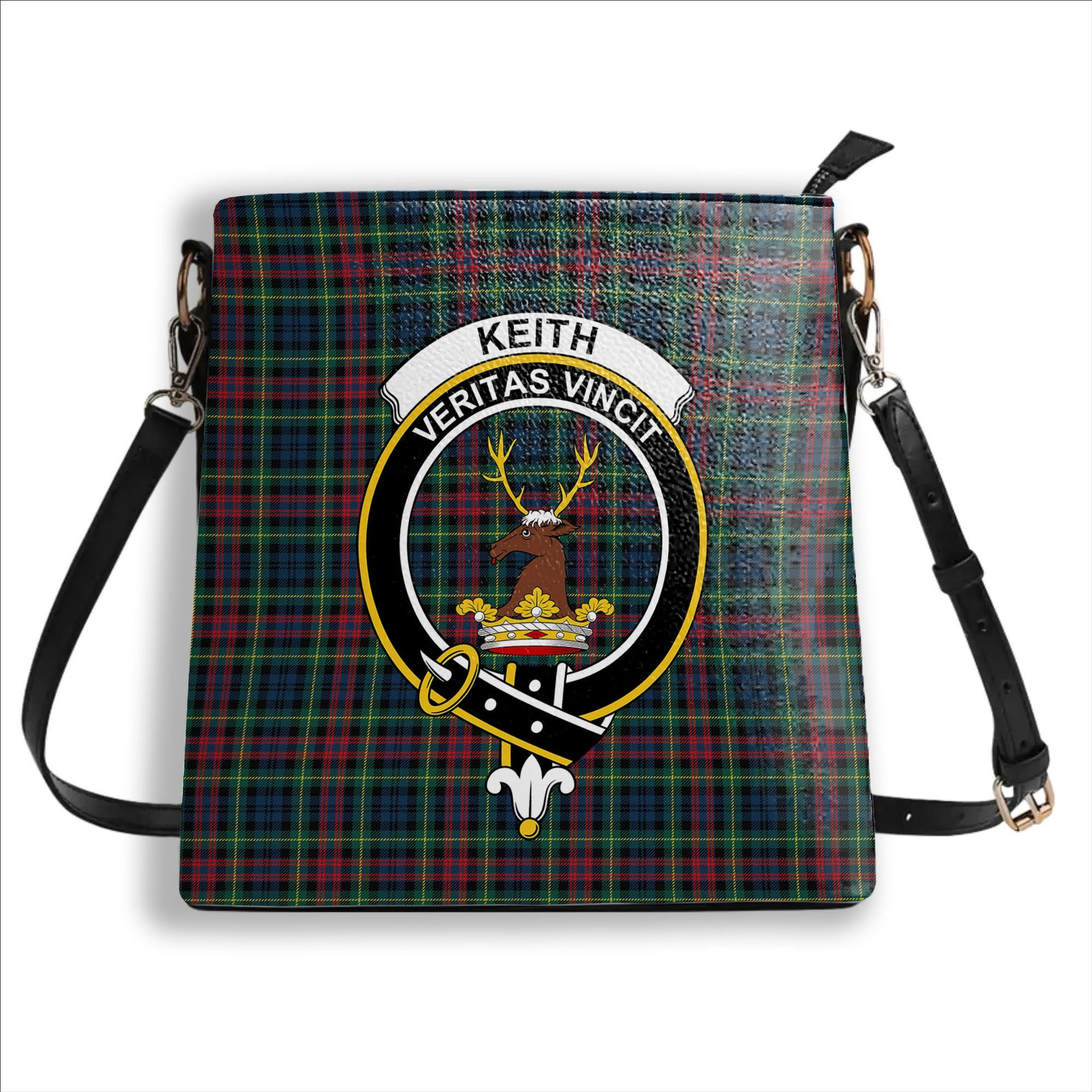 ScotsTee Shop Scottish Keith District Modern Crest Tartan Bucket Bag Ladies Shoulder Bag Midi
