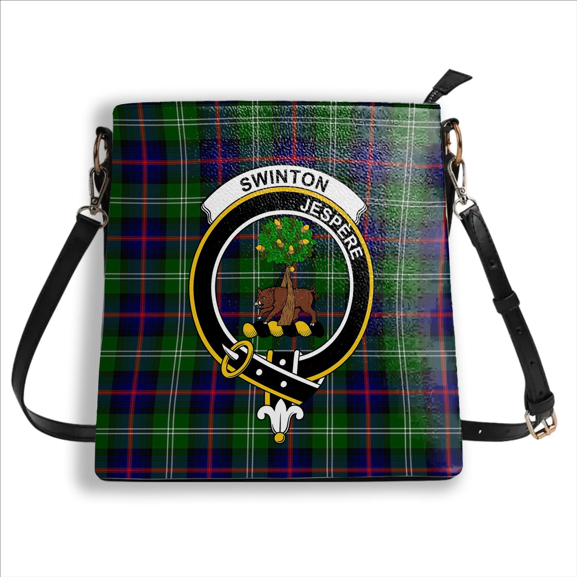 ScotsTee Shop Scottish Swinton SC Crest Tartan Bucket Bag Ladies Shoulder Bag Midi