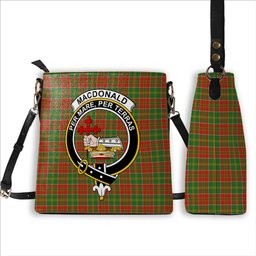 ScotsTee Shop Scottish MacDonald of Kingsburgh Ancient Crest Tartan Bucket Bag Ladies Shoulder Bag Midi