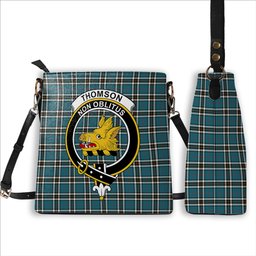 ScotsTee Shop Scottish Thomson Blue Ancient Clan Crest Tartan Bucket Bag Ladies Shoulder Bag Midi