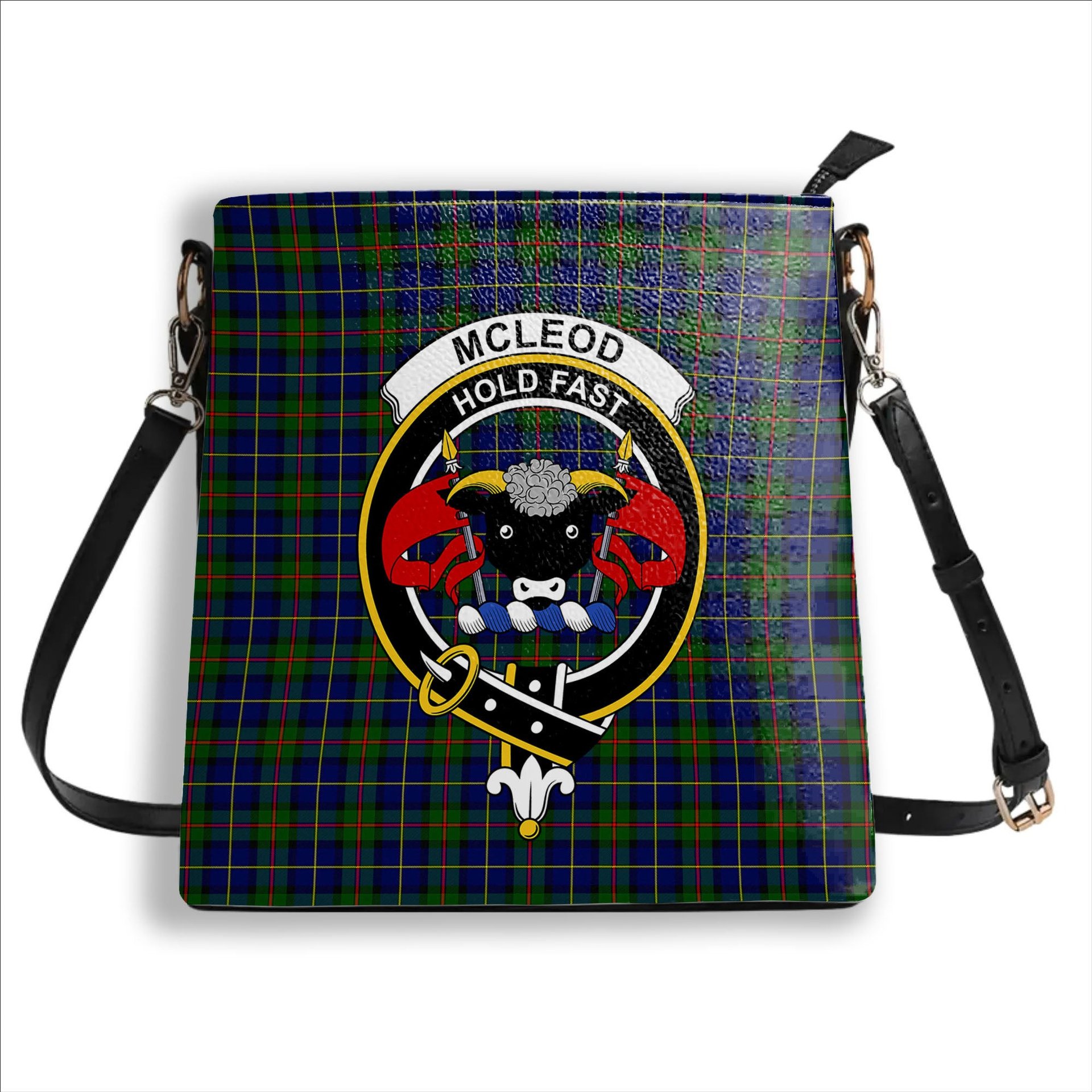 ScotsTee Shop Scottish McLeod of Harris Modern Crest Tartan Bucket Bag Ladies Shoulder Bag Midi