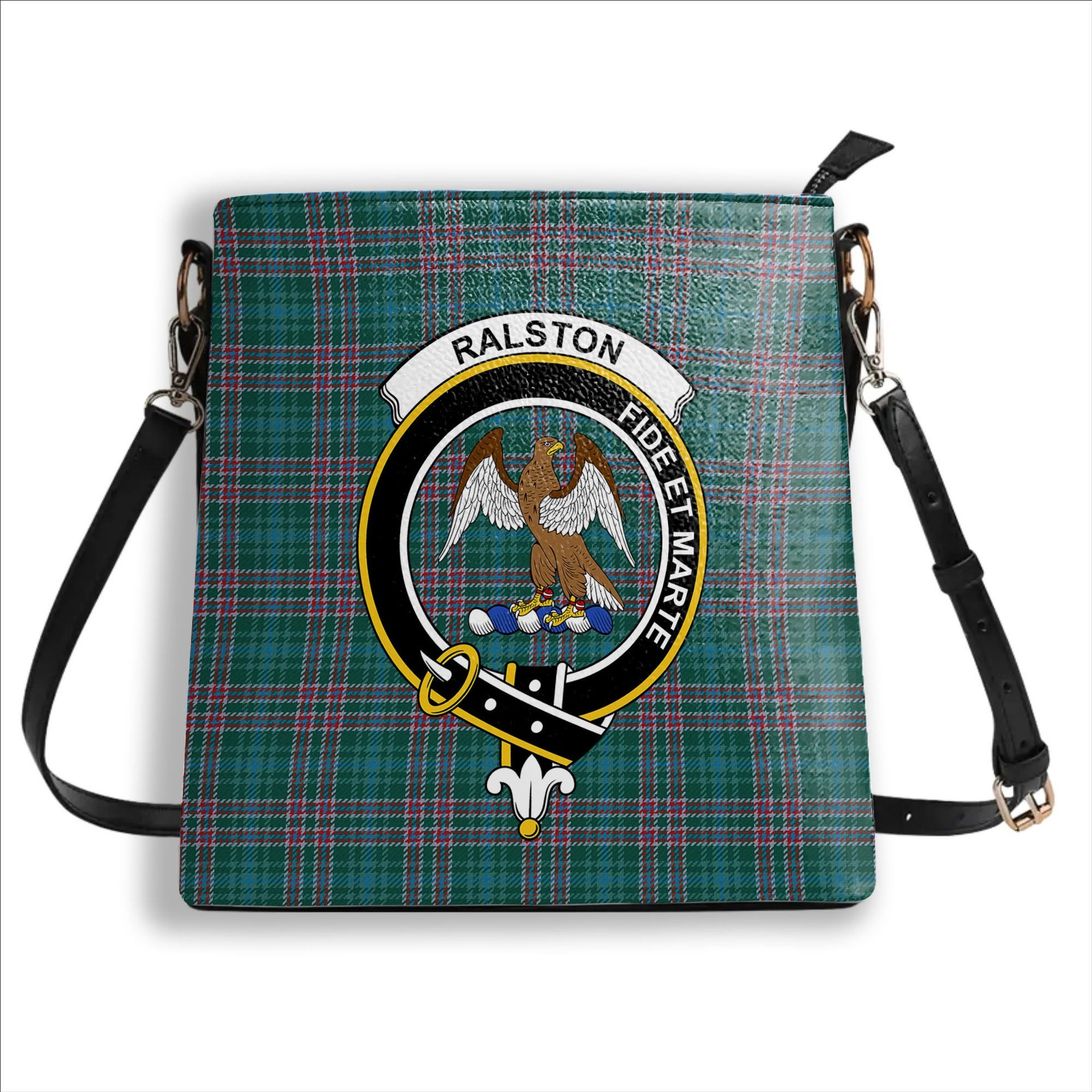 ScotsTee Shop Scottish Ralston USA Modern Crest Tartan Bucket Bag Ladies Shoulder Bag Midi