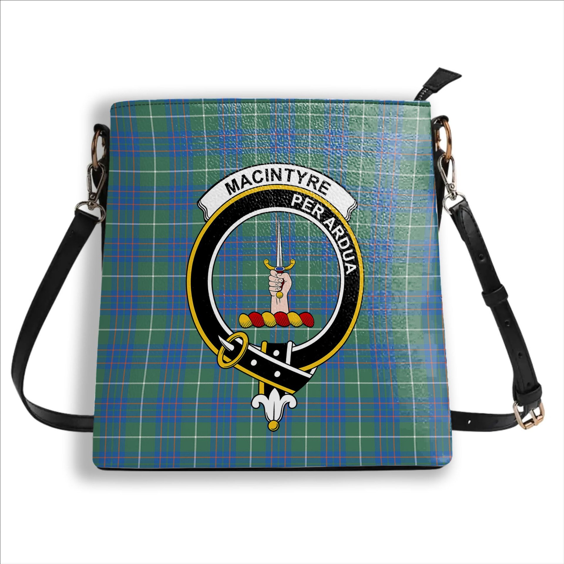 ScotsTee Shop Scottish MacIntyre Hunting Ancient Crest Tartan Bucket Bag Ladies Shoulder Bag Midi