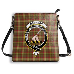 ScotsTee Shop Scottish McMillan Old Weathered Crest Tartan Bucket Bag Ladies Shoulder Bag Midi