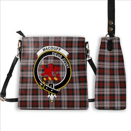 ScotsTee Shop Scottish MacDuff Dress 4 Crest Tartan Bucket Bag Ladies Shoulder Bag Midi