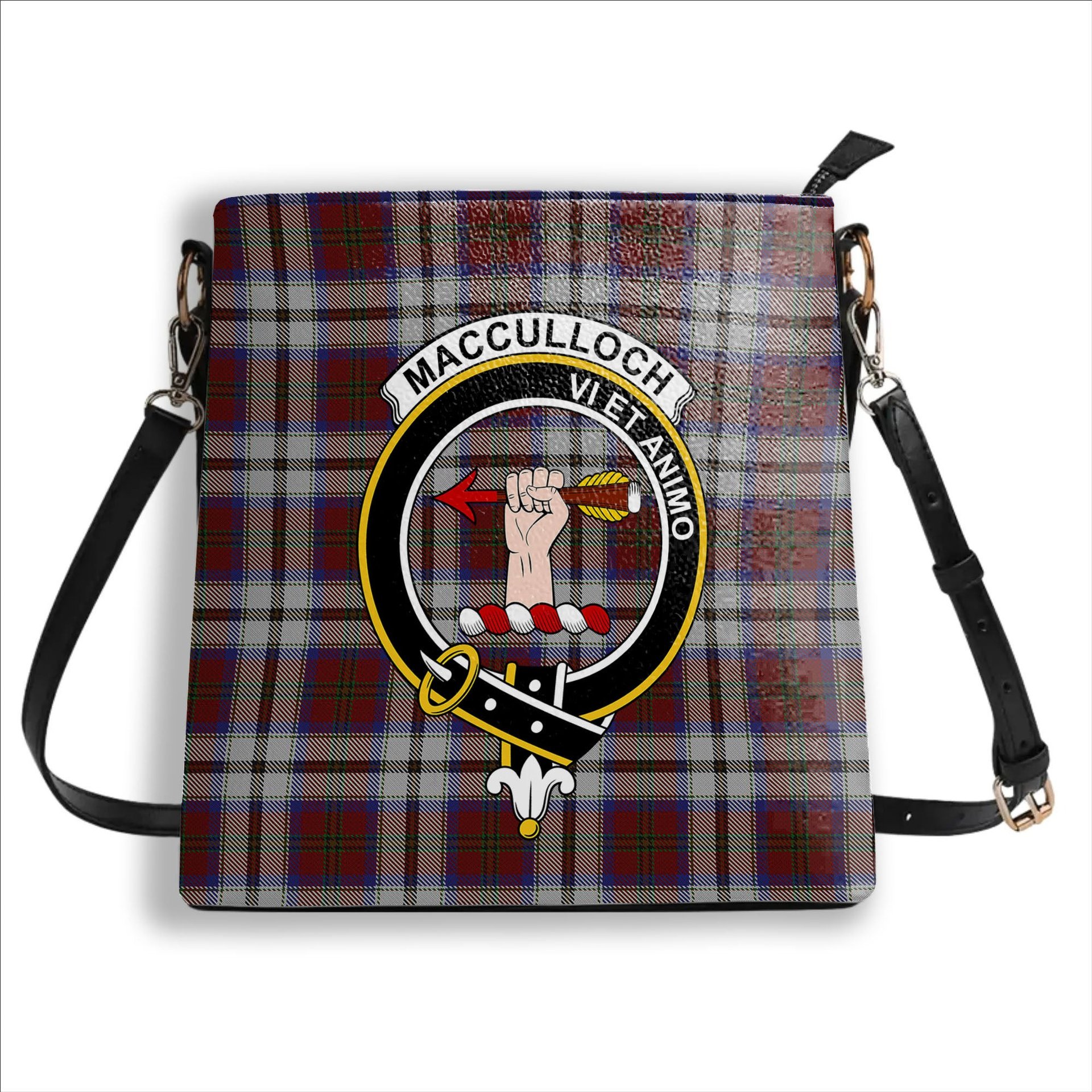 ScotsTee Shop Scottish MacCulloch Dress Crest Tartan Bucket Bag Ladies Shoulder Bag Midi