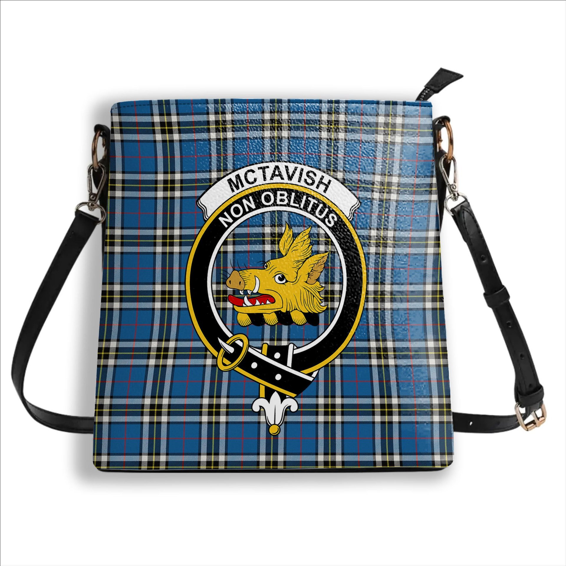 ScotsTee Shop Scottish McTavish Dress Modern Crest Tartan Bucket Bag Ladies Shoulder Bag Midi