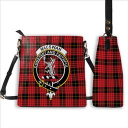 ScotsTee Shop Scottish MacSwan Modern Crest Tartan Bucket Bag Ladies Shoulder Bag Midi